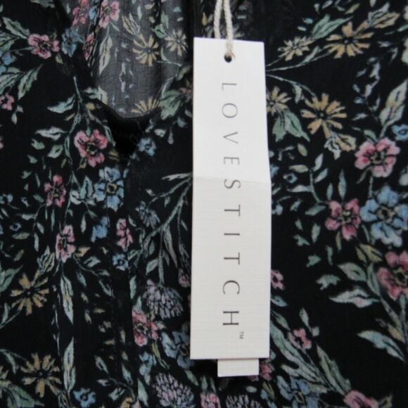 NEW Love Stitch Women Medium Floral Print in Black Maxi Dress - Picture 2 of 6